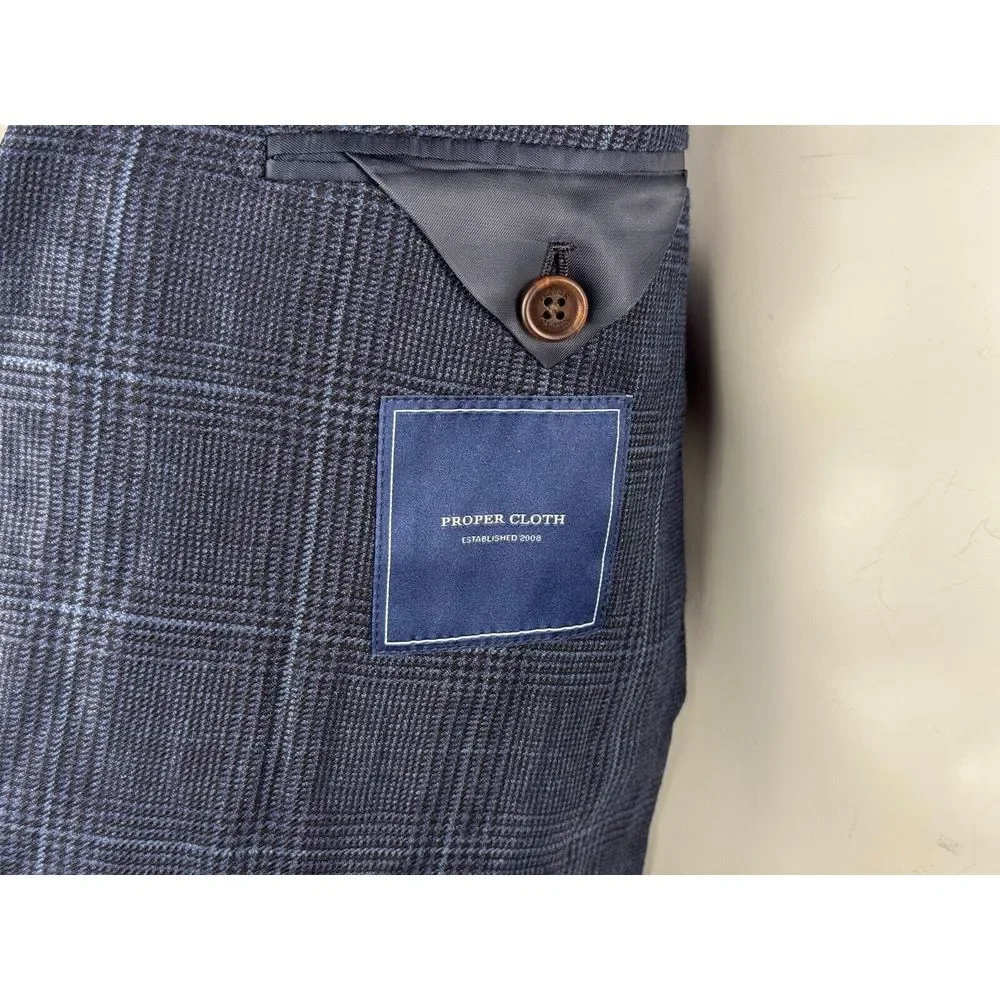 Proper Cloth REDA Bedford Jacket Men 54/3XL? NWOT Navy Glen‎ Plaid Lightweight